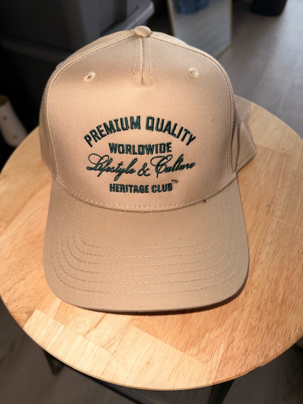 Premium Quality Beige Baseball Cap with Embroidered Script
